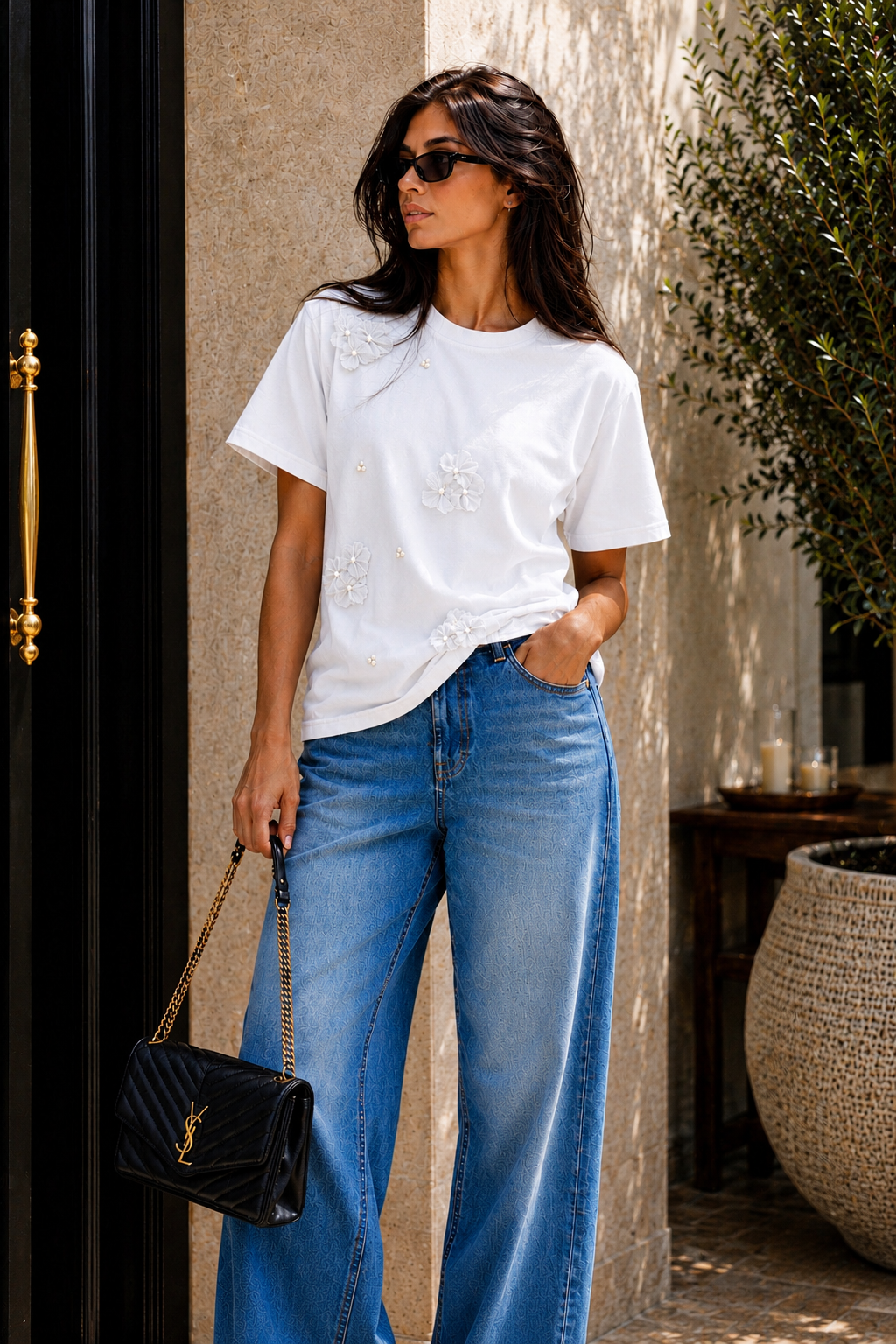 Midnight Pearl Tee - White