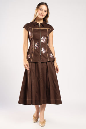 The Clara Skirt Set - Brown