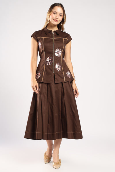 The Clara Skirt Set - Brown