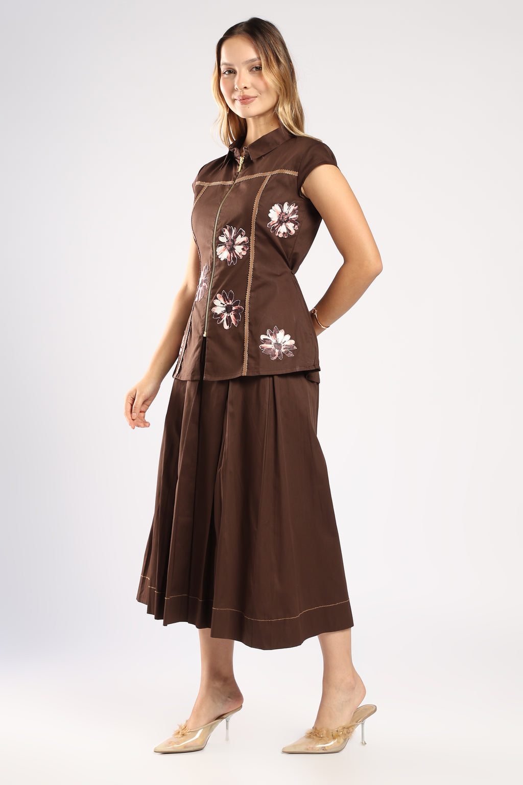 The Clara Skirt Set - Brown