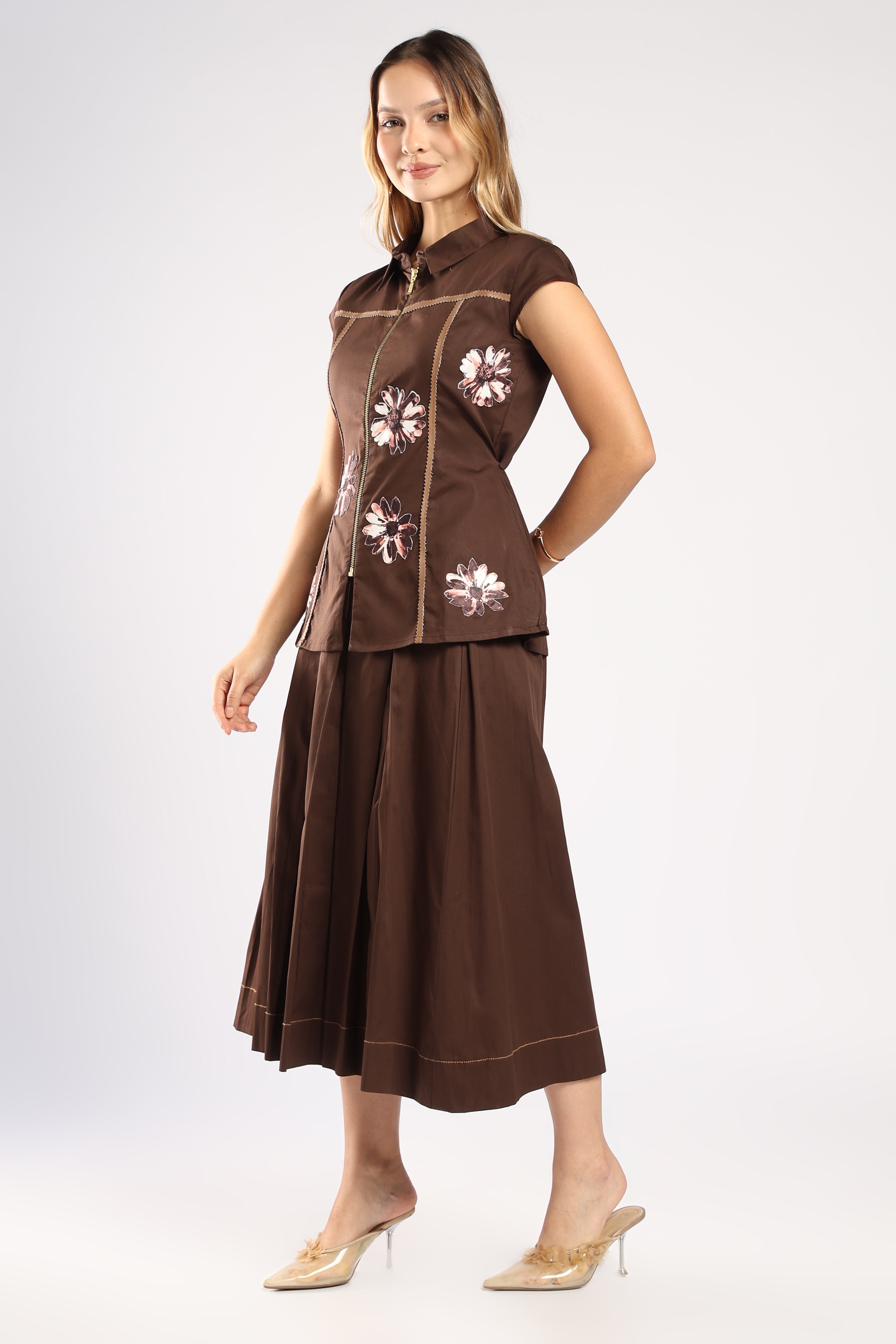 The Clara Skirt Set - Brown